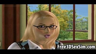 Hot 3D écolière en train de lécher une ebony babes chatte serrée